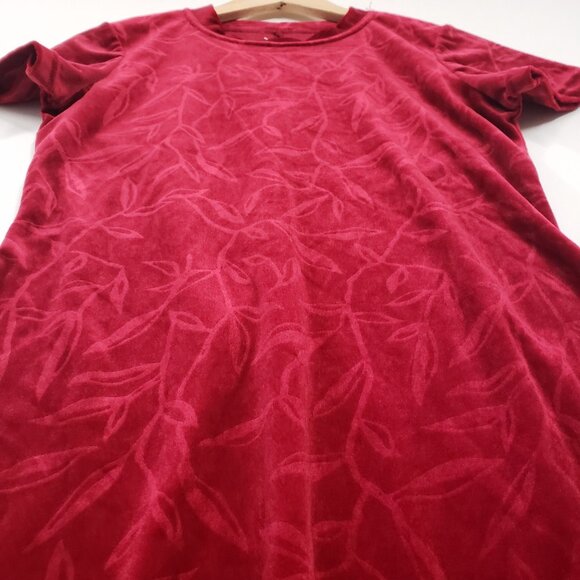 90s Possessed Red Velvet Floral Textured Short Sleeve A Line Dress Size M Grunge - Picture 3 of 7